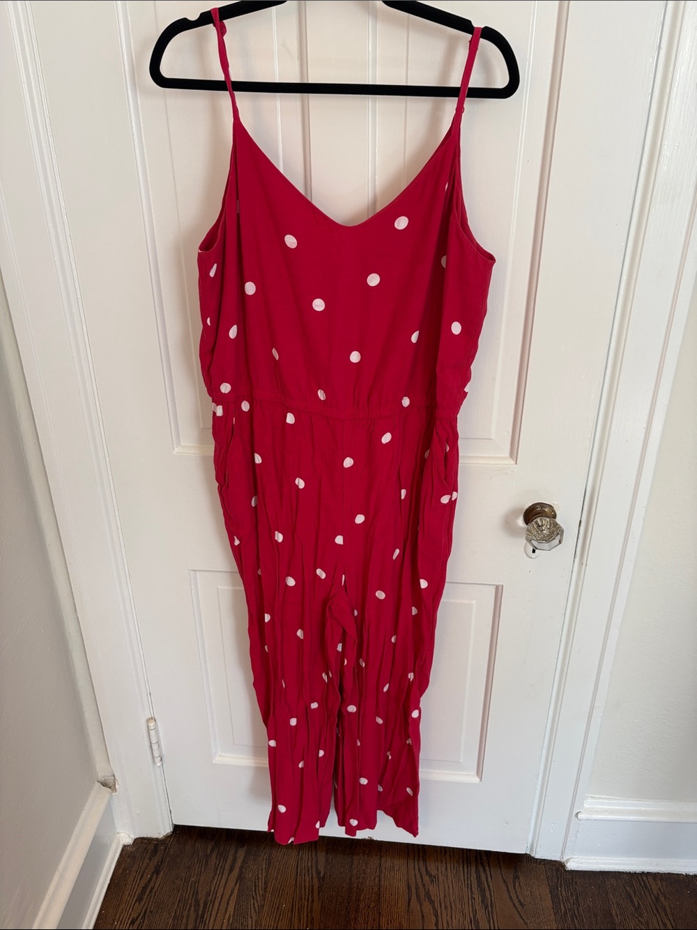 LOFT Bright Red V-Neck Jumpsuit with Spaghetti Straps